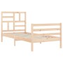 Estructura de cama individual con cabecero madera maciza