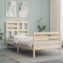 Estructura de cama individual con cabecero madera maciza