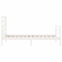 Estructura de cama individual con cabecero madera maciza blanco