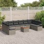 Conjunto de sofá de jardín con cojín 11 pcs Gris Poliratán