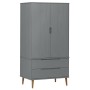 MOLDE Kleiderschrank aus massivem grauem Kiefernholz 90x55x175 cm von vidaXL, Kleiderschränke - Ref: Foro24-350524, Preis: 32...