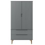 MOLDE Kleiderschrank aus massivem grauem Kiefernholz 90x55x175 cm von vidaXL, Kleiderschränke - Ref: Foro24-350524, Preis: 32...