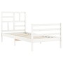 Estructura de cama con cabecero madera maciza blanco 90x200 cm