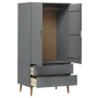 MOLDE Kleiderschrank aus massivem grauem Kiefernholz 90x55x175 cm von vidaXL, Kleiderschränke - Ref: Foro24-350524, Preis: 32...