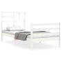 Estructura de cama con cabecero madera maciza blanco 100x200 cm
