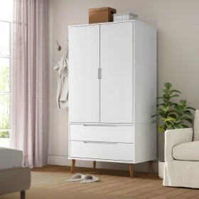MOLDE Schrank aus massivem Kiefernholz, weiß, 90 x 55 x 175 cm von vidaXL, Kleiderschränke - Ref: Foro24-350523, Preis: 326,0...