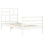 Estructura de cama con cabecero madera maciza blanco 100x200 cm