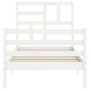 Estructura de cama con cabecero madera maciza blanco 100x200 cm