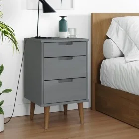 Nachttisch MOLDE aus massivem, grauem Kiefernholz, 40 x 35 x 65 cm von vidaXL, Nachttische - Ref: Foro24-350500, Preis: 88,23...