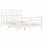 Estructura de cama con cabecero madera maciza blanco 120x200 cm