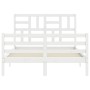 Estructura de cama con cabecero madera maciza blanco 140x200 cm