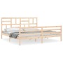 Estructura de cama con cabecero madera maciza 200x200 cm