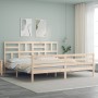 Estructura de cama con cabecero madera maciza 200x200 cm
