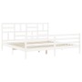 Estructura de cama con cabecero madera maciza blanco 200x200cm