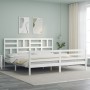 Estructura de cama con cabecero madera maciza blanco 200x200cm
