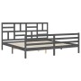 Estructura de cama con cabecero madera maciza gris 200x200cm