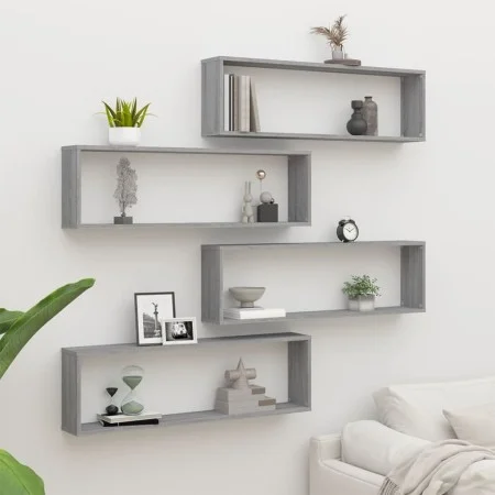 Würfelwandregal 4 Stk. Sonoma graues Sperrholz 100x15x30 cm von vidaXL, Regale und Regale - Ref: Foro24-815910, Preis: 54,50 ...