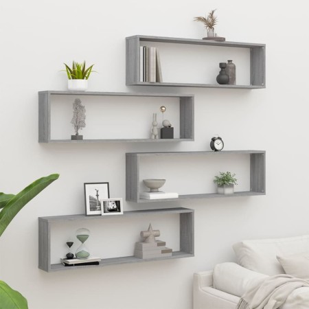 Würfelwandregal 4 Stk. Sonoma graues Sperrholz 100x15x30 cm von vidaXL, Regale und Regale - Ref: Foro24-815910, Preis: 55,38 ...