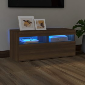 TV-Schrank mit LED-Leuchten, braune Eiche, 90 x 35 x 40 cm von vidaXL, TV-Möbel - Ref: Foro24-815677, Preis: 57,70 €, Rabatt: %