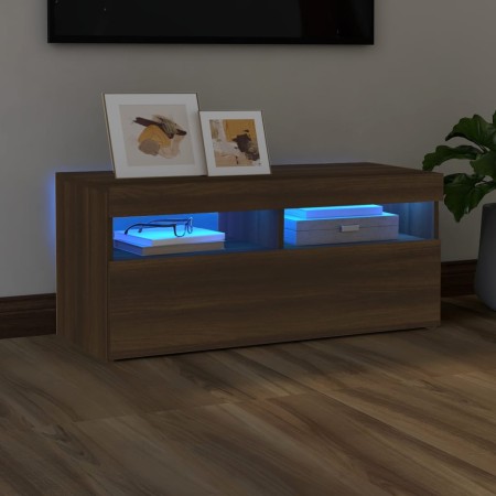 TV-Schrank mit LED-Leuchten, braune Eiche, 90 x 35 x 40 cm von vidaXL, TV-Möbel - Ref: Foro24-815677, Preis: 57,80 €, Rabatt: %