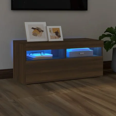 TV-Schrank mit LED-Leuchten, braune Eiche, 90 x 35 x 40 cm von vidaXL, TV-Möbel - Ref: Foro24-815677, Preis: 56,98 €, Rabatt: %
