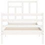 Estructura de cama con cabecero madera maciza blanco 90x200 cm