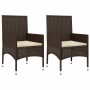 Set muebles de jardín 4 piezas y cojines ratán sintético marrón