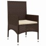 Set muebles de jardín 4 piezas y cojines ratán sintético marrón