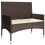 Set muebles de jardín 4 piezas y cojines ratán sintético marrón
