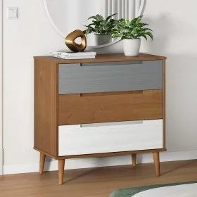 MOLDE bedside table solid brown pine wood 80x40x80 cm by vidaXL, Drawers - Ref: Foro24-350504, Price: 144,81 €, Discount: %