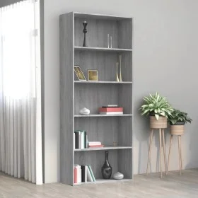 Sonoma gray plywood 5-story shelving unit 80x30x189cm by vidaXL, Bookcases and shelves - Ref: Foro24-815403, Price: 134,92 €,...