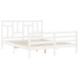 Estructura de cama matrimonio con cabecero madera maciza blanco