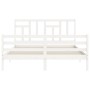 Estructura de cama matrimonio con cabecero madera maciza blanco