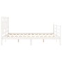 Estructura de cama matrimonio con cabecero madera maciza blanco