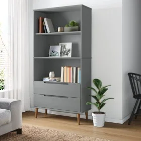 MOLDE bookcase solid gray pine wood 85x35x170.5 cm by vidaXL, Bookcases and shelves - Ref: Foro24-350542, Price: 209,40 €, Di...