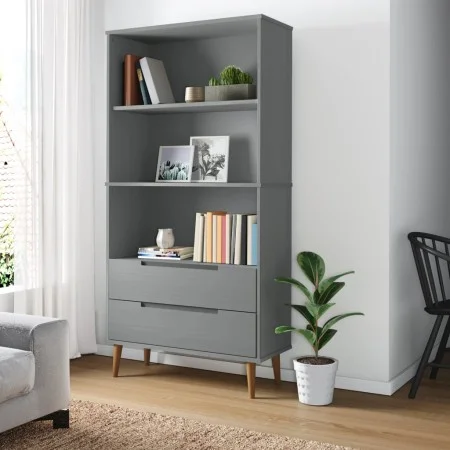 MOLDE bookcase solid gray pine wood 85x35x170.5 cm by vidaXL, Bookcases and shelves - Ref: Foro24-350542, Price: 209,40 €, Di...