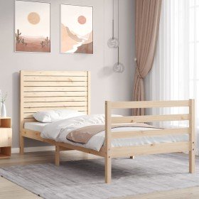 Estructura de cama individual con cabecero madera maciza en Camas y somieres | Comprar online en Foro24