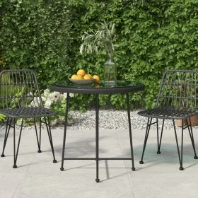 Esstisch aus gehärtetem Glas und schwarzem Stahl, 80 cm von vidaXL, Gartentische - Ref: Foro24-319437, Preis: 63,21 €, Rabatt: %