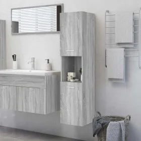 Armario de baño madera contrachapada gris Sonoma 30x30x130 cm de vidaXL, Muebles de baño - Ref: Foro24-815640, Precio: 64,28 ...