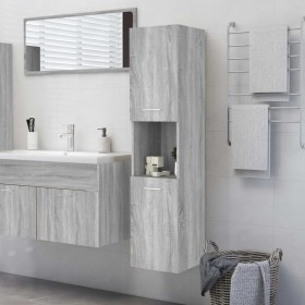 Sonoma gray plywood bathroom cabinet 30x30x130 cm by vidaXL, Bathroom furniture - Ref: Foro24-815640, Price: 66,20 €, Discoun...