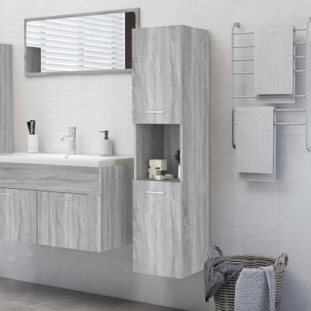 Badezimmerschrank aus grauem Sonoma-Sperrholz, 30 x 30 x 130 cm von vidaXL, Badezimmermöbel - Ref: Foro24-815640, Preis: 66,2...