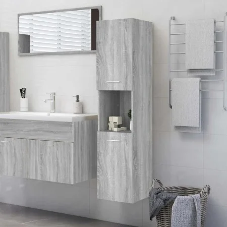 Sonoma gray plywood bathroom cabinet 30x30x130 cm by vidaXL, Bathroom furniture - Ref: Foro24-815640, Price: 64,28 €, Discoun...