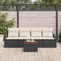 Conjunto de sofá de jardín con cojín 5 pcs Negro Poliratán