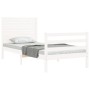Estructura de cama con cabecero madera maciza blanco