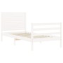 Estructura de cama con cabecero madera maciza blanco