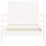 Estructura de cama con cabecero madera maciza blanco
