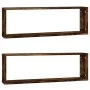 Cubic wall shelf 2 pcs smoked oak wood 80x15x26.5cm by vidaXL, Shelves and shelves - Ref: Foro24-815915, Price: 26,58 €, Disc...