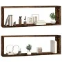 Cubic wall shelf 2 pcs smoked oak wood 80x15x26.5cm by vidaXL, Shelves and shelves - Ref: Foro24-815915, Price: 26,58 €, Disc...