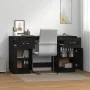 Schreibtisch mit Schränken aus massivem schwarzem Kiefernholz, 135 x 50 x 75 cm von vidaXL, Schreibtische - Ref: Foro24-31078...