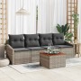 Conjunto de sofá de jardín con cojín 5 pcs Gris Poliratán